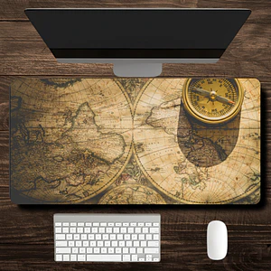 MousePad Gamer Brújula Sobre Un Mapa Antiguo Formato XXL