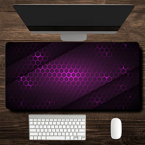 MousePad Gamer Ilustración Fondo Purpura Negra Hexagonal XXL