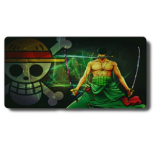 Mouse Pad XL One Piece Zoro En Un Fondo Verde Formato XL