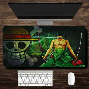 Mouse Pad XL One Piece Zoro En Un Fondo Verde Formato XL