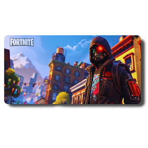 MousePad Gamer Fortnite Ciudad De Fondo Con Una Skin XXL