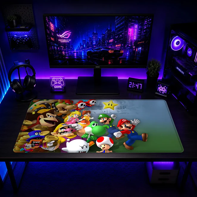 Mousepad Gamer Super Mario Personajes Reunidos Formato XXL 2