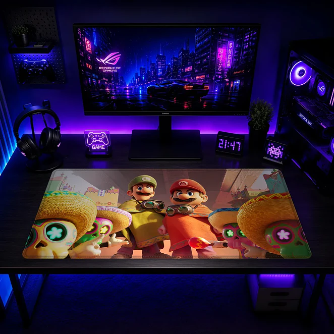 Mousepad Gamer Super Mario Aventura Desierto Formato XXL 2