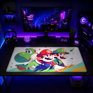 Mousepad Gamer Super Mario Trio Yoshi Formato XXL