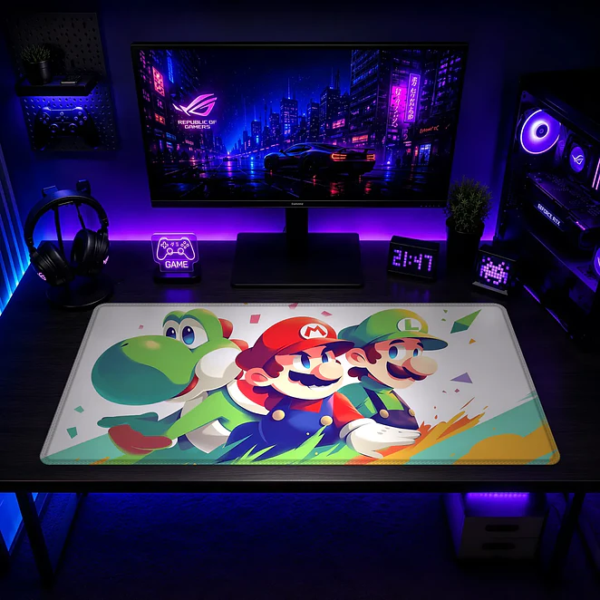 Mousepad Gamer Super Mario Trio Yoshi Formato XXL 2