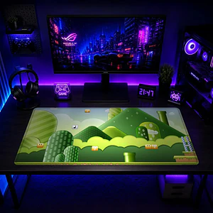 Mousepad Gamer Super Mario Nivel Verde Formato XXL