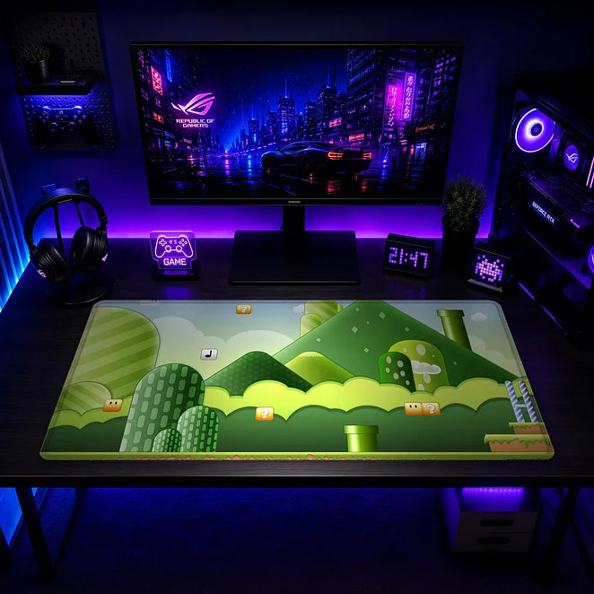 Mousepad Gamer Super Mario Nivel Verde Formato XXL 2