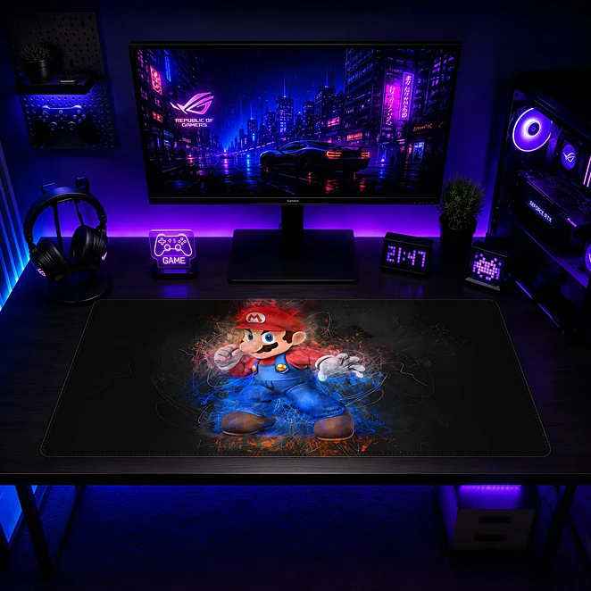 Mousepad Gamer Super Mario Fuego Arte Formato XXL 2