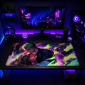 Mousepad Anime One Piece Zoro Neon XL