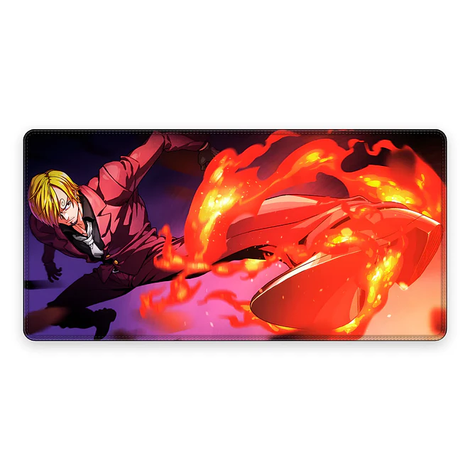 Mousepad Gamer One Piece Sanji Fuego Formato XXL 1
