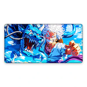 Mousepad Gamer One Piece Luffy Dragon Azul Formato XXL