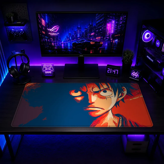 Mousepad Gamer One Piece Luffy Rostro Rojo Formato XXL 2