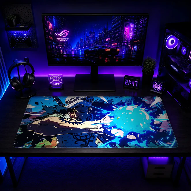 Mousepad One Piece Law Poder Azul Waterproof 2