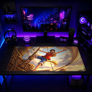 Mousepad Gamer One Piece Luffy Barco Vela Formato XXL