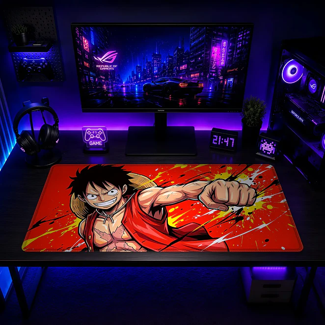Mousepad One Piece Luffy Puno Rojo Arte Waterproof 2