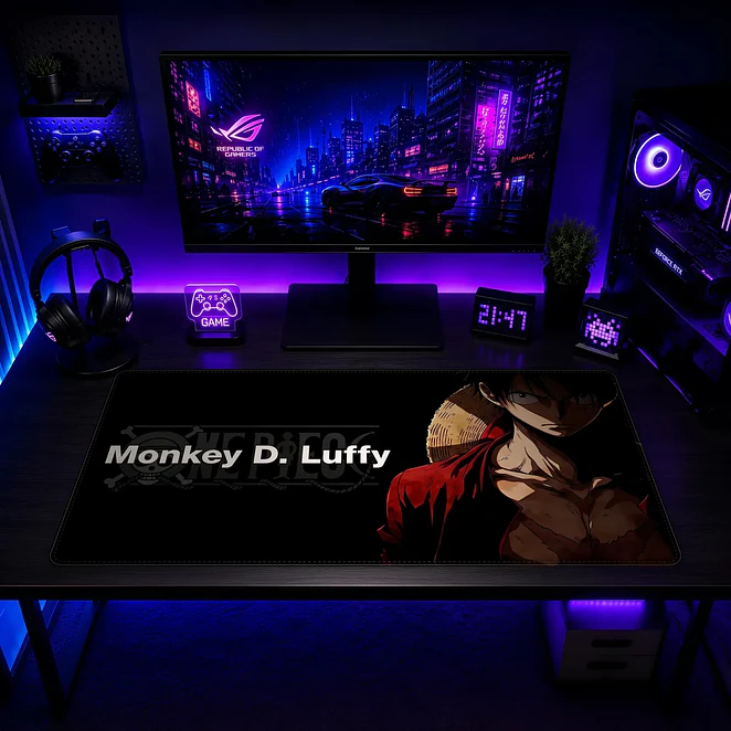Mousepad Gamer One Piece Monkey D Luffy Negro Formato XXL 2