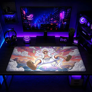Mousepad Gamer One Piece Luffy Nika Cielo Rosa Formato XXL