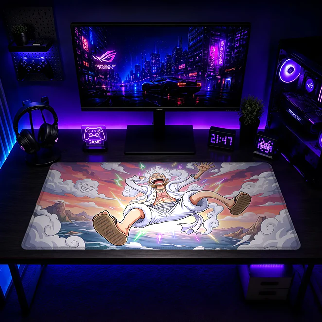 Mousepad Gamer One Piece Luffy Nika Cielo Rosa Formato XXL 2