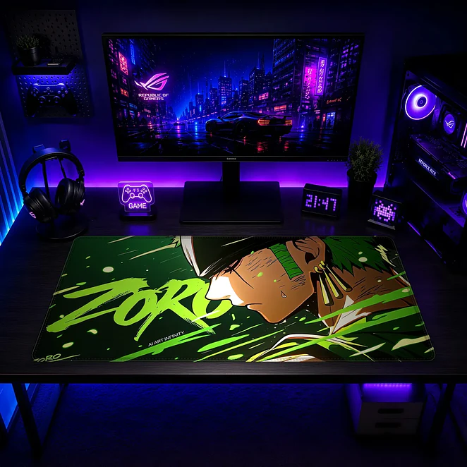 Mousepad One Piece Zoro Green Comic Waterproof 2