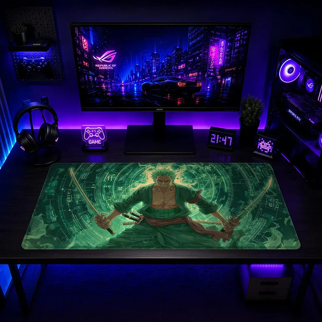 Mousepad One Piece Zoro Verde Mistico Waterproof 2