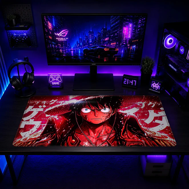 Mousepad XL One Piece Luffy Rojo Kanji Premium 2