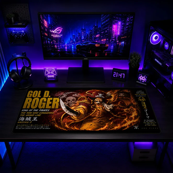 Mousepad Gamer One Piece Gol D Roger Card Formato XXL 2