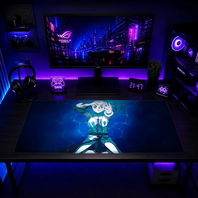 Mousepad XL Black Clover Asta Neon Azul Premium 2