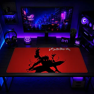 Mousepad Black Clover Asta Rojo Logo Oficial Waterproof