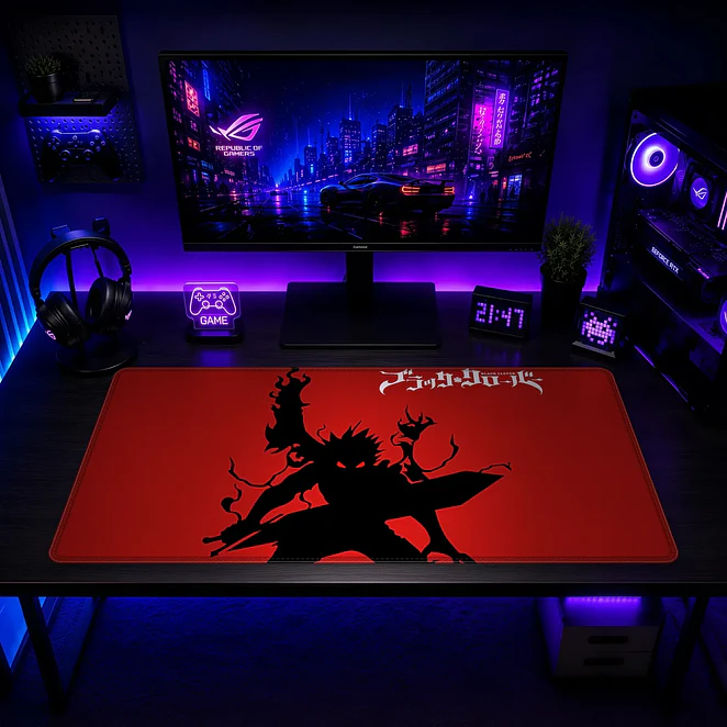 Mousepad Black Clover Asta Rojo Logo Oficial Waterproof 2