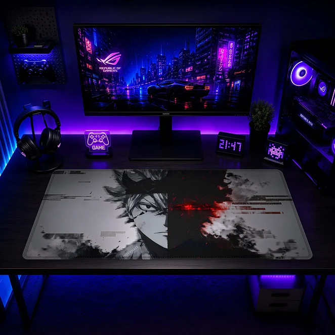 Mousepad Gamer Black Clover Asta Gris Rojo Dual Formato XXL 2