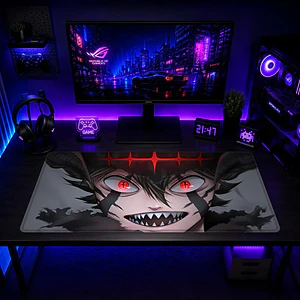 Mousepad Black Clover Asta Ojos Rojo Fuego Waterproof