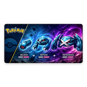 Mousepad Pokemon Evolucion Metagross Waterproof