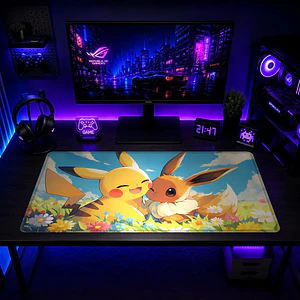 Mousepad Gamer Pokemon Pikachu y Eevee Formato XXL