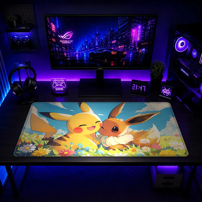 Mousepad Gamer Pokemon Pikachu y Eevee Formato XXL 2