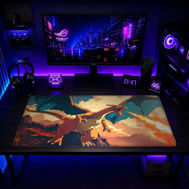 Mousepad Anime Pokemon Charizard Atardecer XL 2