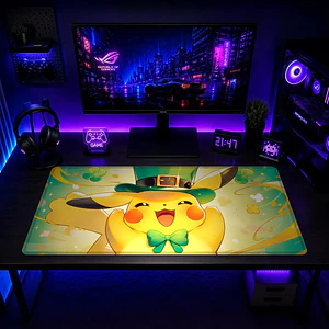 Mousepad Gamer Pokemon Pikachu Trebol Formato XXL
