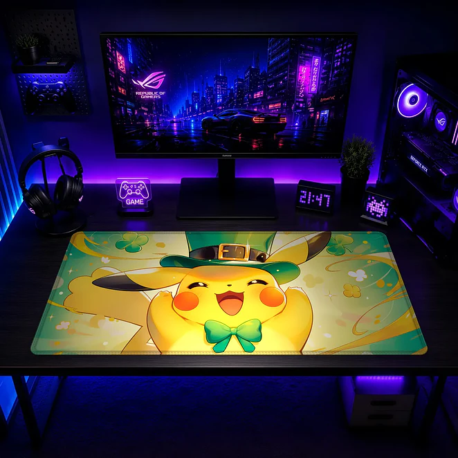 Mousepad Gamer Pokemon Pikachu Trebol Formato XXL 2