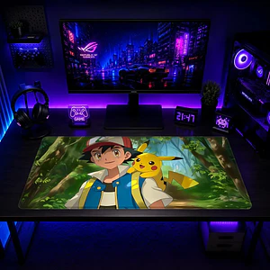 Mousepad Anime Pokemon Ash y Pikachu Bosque XL