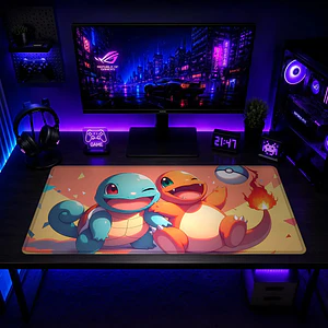 Mousepad Anime Pokemon Squirtle y Charmander XL
