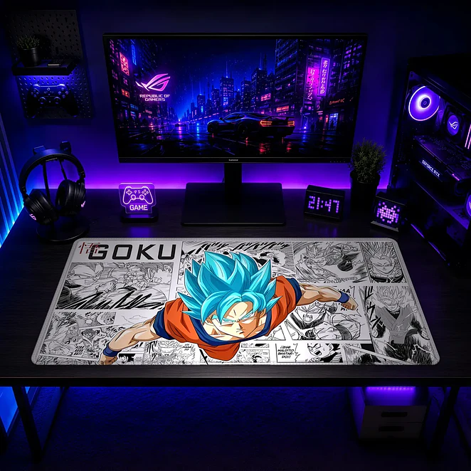 Mousepad Gamer Dragon Ball Goku Blue Manga Formato XXL 2