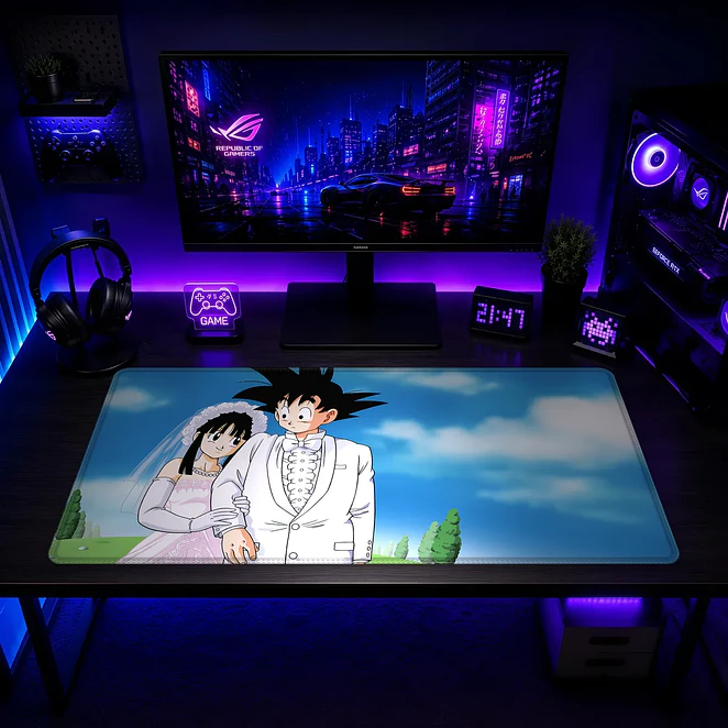 Mousepad Gamer Dragon Ball Goku y Chichi Boda Formato XXL 2