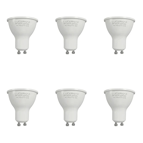6 Pack Bombillo Dicroico GU10, 8W, 6500K, LUCERNA