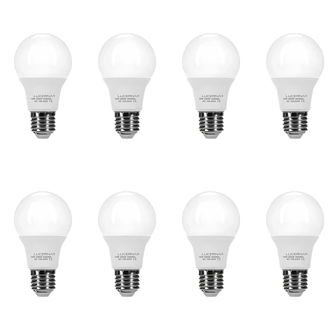 8 Pack Bombillo LED Bulbo A60, 15W, Rosca E27, 3000K, LUCERNA