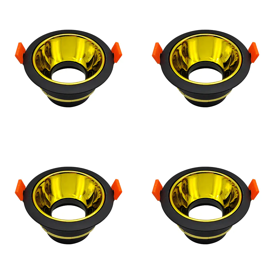 4 Pack Aro Empotrable para Spot c/Sócate GU10, Negro/Oro, LUCERNA 1