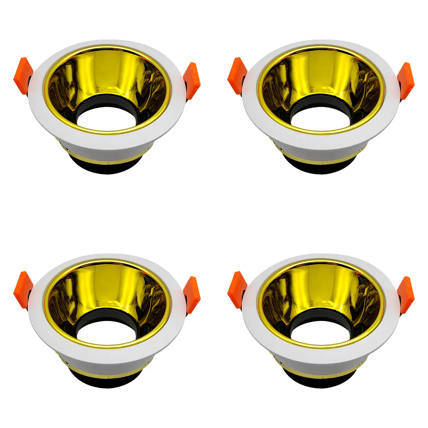 4 Pack Aro Empotrable para Spot c/Sócate GU10, Blanco/Oro, LUCERNA 1