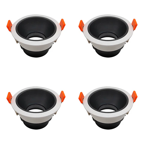 4 Pack Aro Empotrable para Spot c/Sócate GU10, Blanco/Negro, LUCERNA