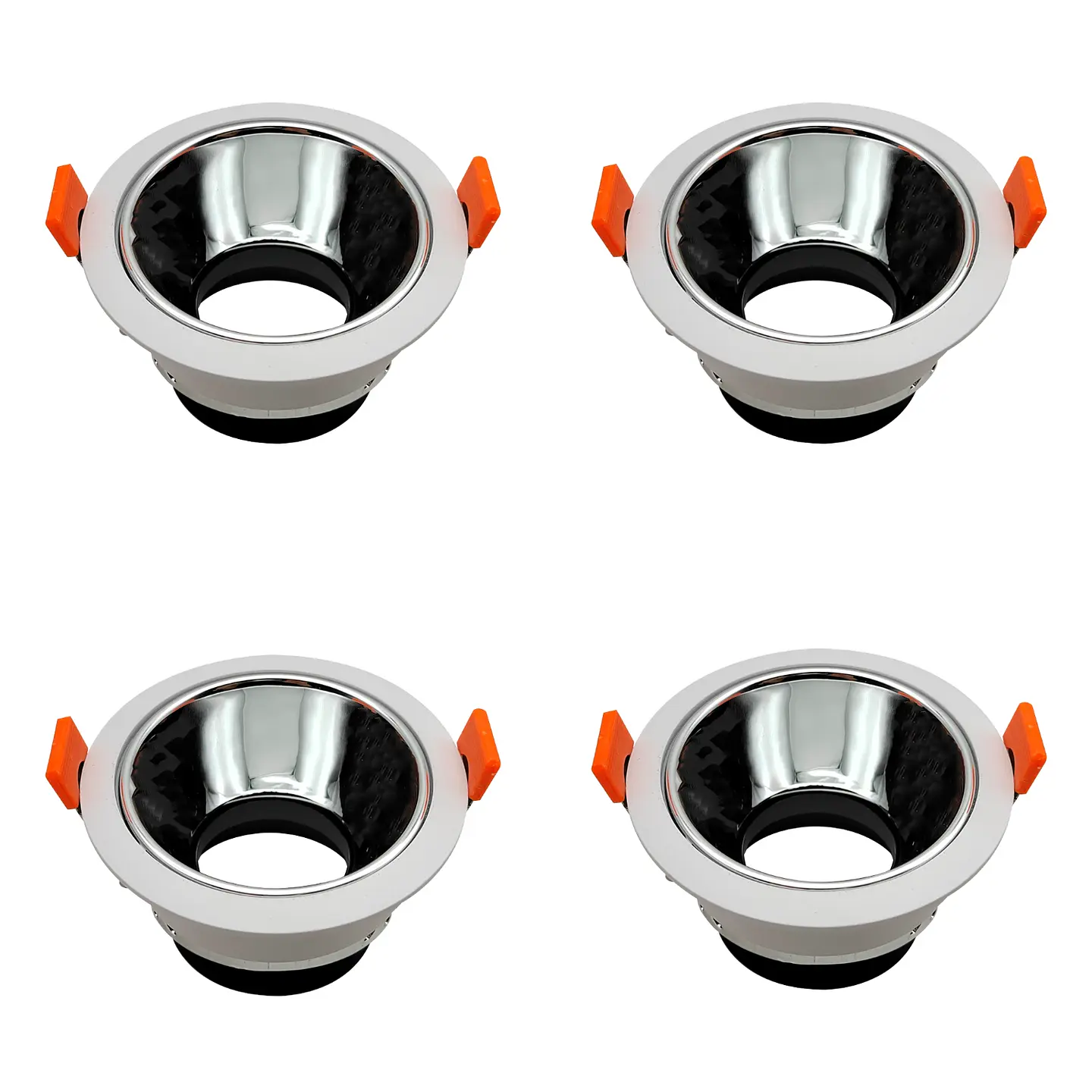 4 Pack Aro Empotrable para Spot c/Sócate GU10, Blanco/Espejo, LUCERNA 1