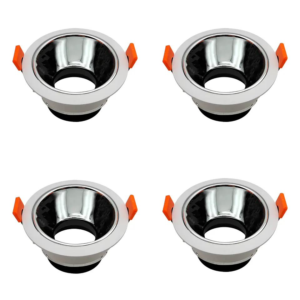 4 Pack Aro Empotrable para Spot c/Sócate GU10, Blanco/Espejo, LUCERNA 1