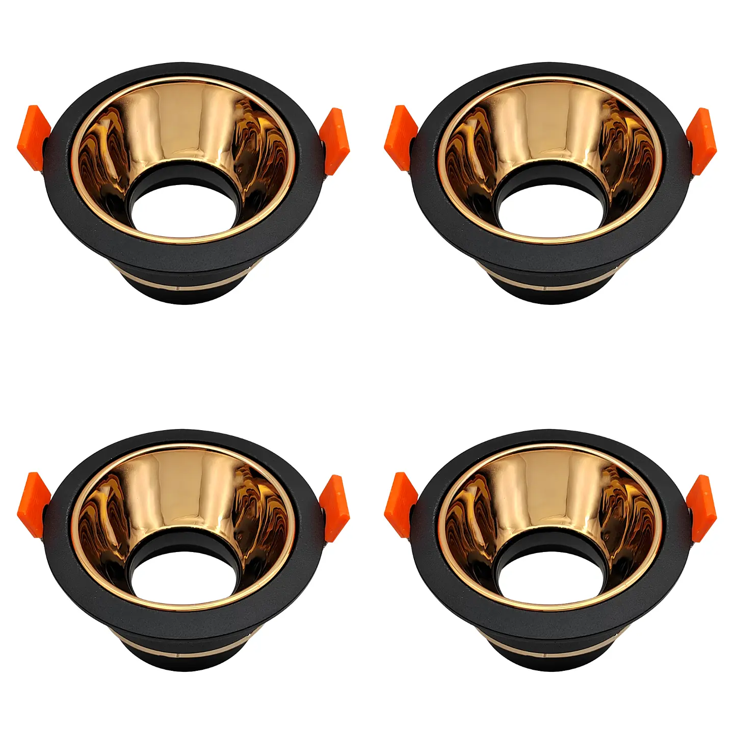 4 Pack Aro Empotrable para Spot c/Sócate GU10, Negro/Oro Rosa, LUCERNA 1
