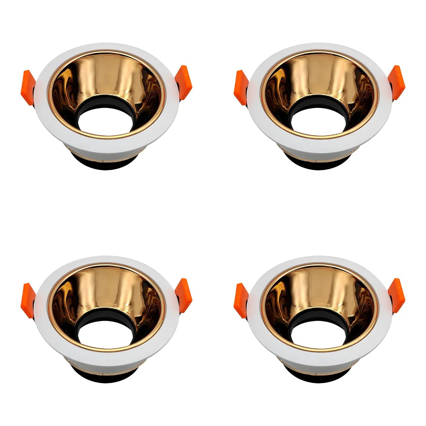 4 Pack Aro Empotrable para Spot c/Sócate GU10, Blanco/Oro Rosa, LUCERNA 1